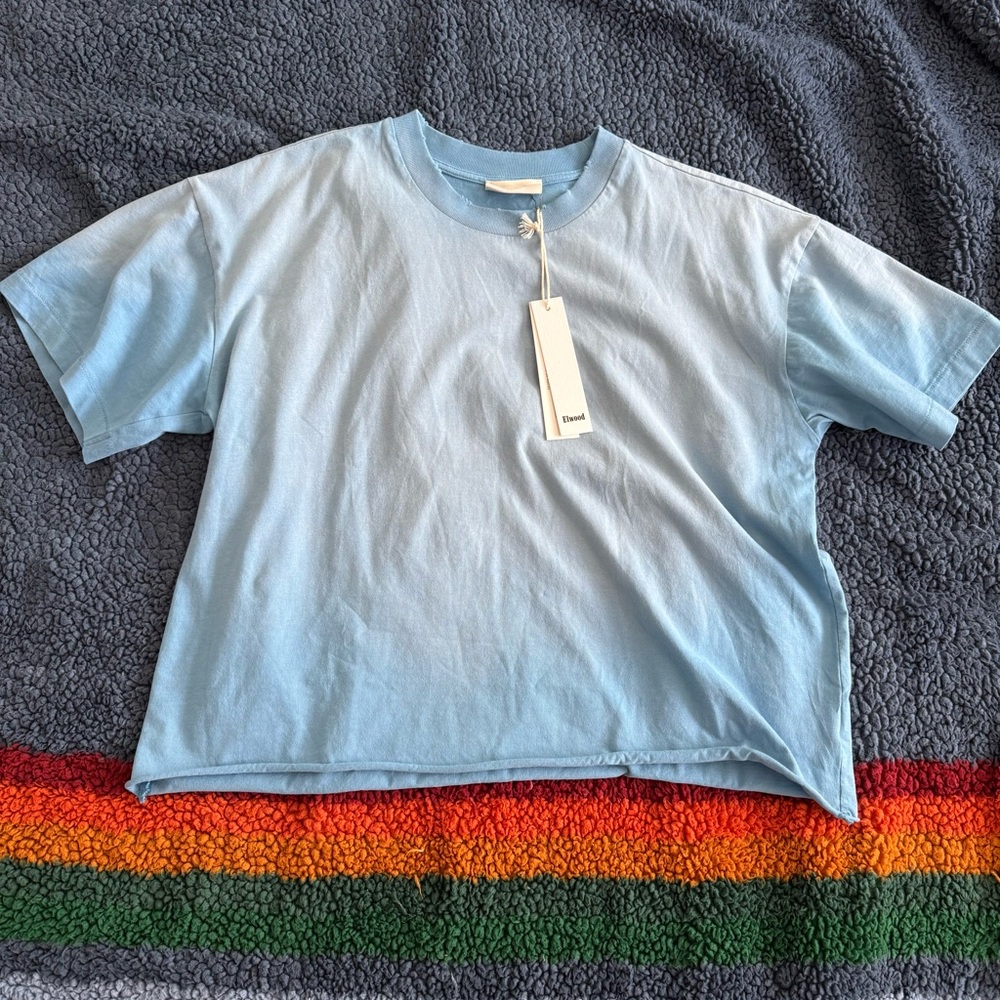 Elwood Blue Oversized Raw Hem Tee